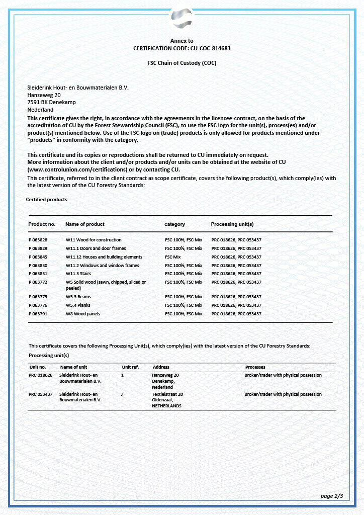 FSC certificaat pagina 2