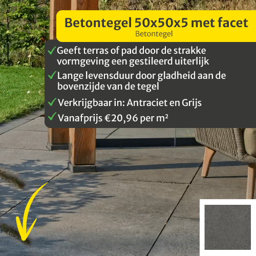 Betontegels 50x50x5 met facet