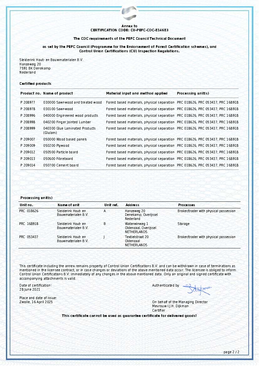 PEFC certificaat 2